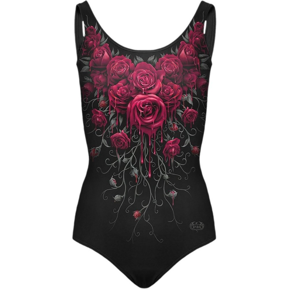 blood rose Allover Scoop Back Padded Swimsuit new